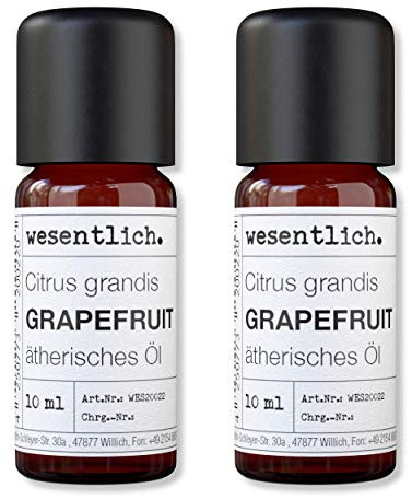 wesentlich. Grapefruitöl - ätherisches Öl - 100% naturrein (Glasflasche) - u.a. für Duftlampe und Diffuser (2x10ml)