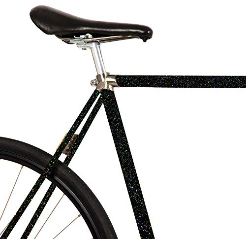 MOOXIBIKE FG023 Galaxy black Glitzer Fahrradfolie glänzend für Rennrad, MTB, Trekkingrad, Fixie, Hollandrad, Citybike, Scooter, Rollator für circa 13 cm Rahmenumfang, 2 x 150 x 13 cm