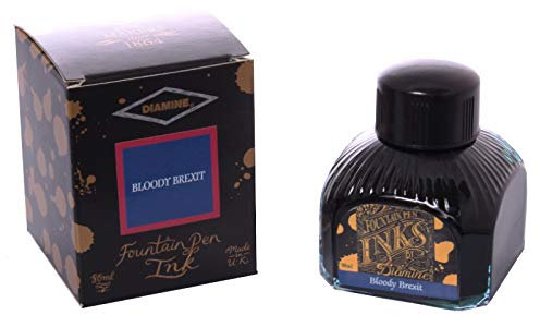 Diamine Bloody Brexit Fountain Pen Ink, 80ml, Red, Limited Edition Tin