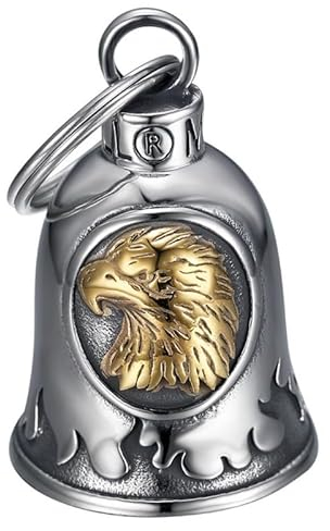 BOBIJOO Jewelry - Clochette moto Tête d'Aigle Porte-bonheur Biker Acier inoxydable Argent Or