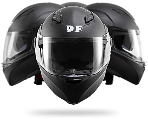 DIEFFE Casco DF903 Integrale Colore Nero Con Doppia Visiera Scura Parasole Sferica Antigraffio Scooter Moto Motorino Omologato ECE 22 05 Ventilazione Regolabile Antiappannamento (XL)