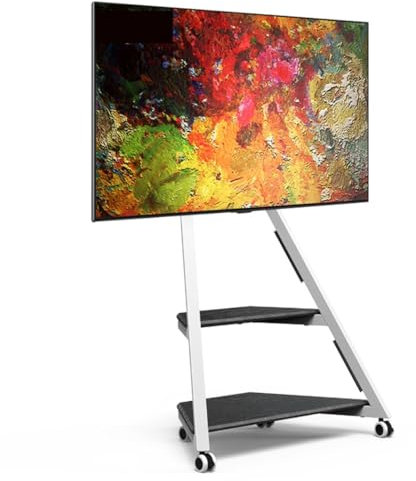 Support TV universel sur pied pour TV mobile pour téléviseurs de 32 à 65 pouces - Hauteur réglable - Pivotant - Avec étagères de rangement - Support TV sur pied