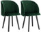 WOLTU Esszimmerstühle 2er Set Küchenstühle Wohnzimmerstühle Polsterstühle, Armlehnstühle mit Rückenlehne, für Esszimmer, Küche, Wohnzimmer, Samt, Gestell aus Massivholz, Dunkelgrün, BH121dgn-2