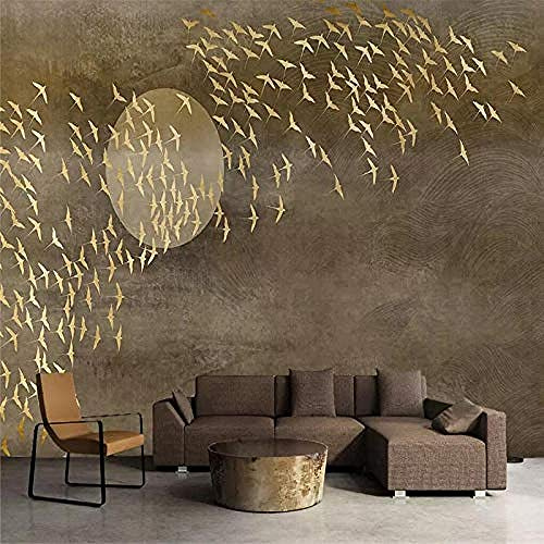 Kreative Goldtausend Vögel Tapete für Kinder S Zimmer Wohnzimmer TV Hintergrund Moderne Tapete wandpapier fototapete 3d effekt tapete tapeten Wohnzimmer Schlafzimmer-400cm×280cm