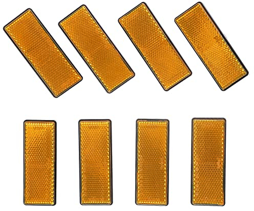 Eacalyc Reflectantes Remolque Rectangulares Amarillo Adhesivo Reflectores Catadioptrico Rectangulares Reflectante para Remolque Bicicleta Camión o Máquinas Agrícolas Paquete de 8