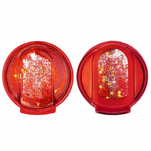 kwmobile Autoschlüssel Hülle kompatibel mit Mini 3-Tasten Smart Key Autoschlüssel - TPU Schutzhülle Schlüsselhülle Cover Schneekugel Sterne Rot Metallic Dunkelrot