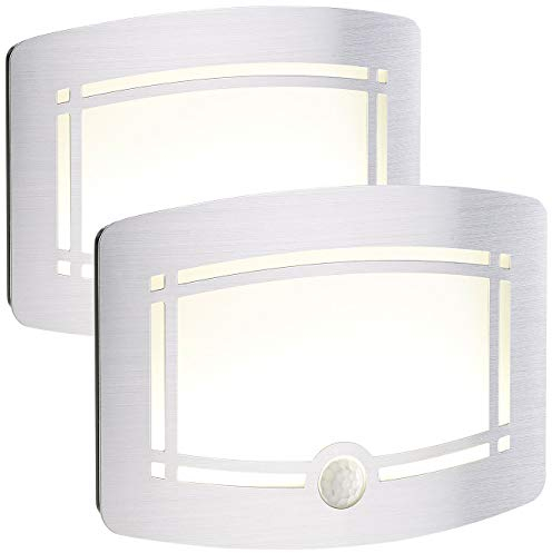 Lunartec Wandleuchten ohne Strom: 2er-Set 2-stufige Batterie-LED-Wandleuchten, Bewegungs-/Lichtsensor (Wandlampen ohne Strom, Lampen ohne, Treppenbeleuchtung Bewegungsmelder)