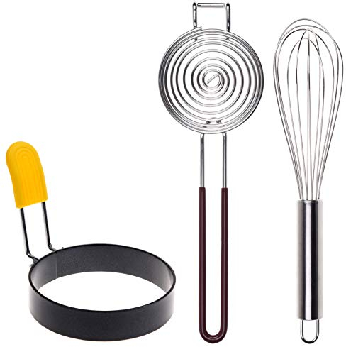 Kare & Kind Anello per Uova, Separatore Tuorlo e Frusta per Uova - Utensili da Cucina, per Mescolare e Infornare - Utensili da Cucina in Acciaio Inossidabile Stampo per uova, Separatore per Uova