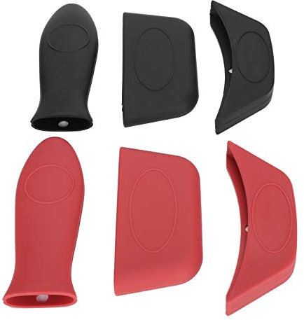 HERCHR 6Pcs Silicone Hot Handle Holder and Assist Holder, Cast Iron Skillet Handle Cover Pot Sleeve Grip Handle for Cast Iron Pot Woks, Frying Pans, Griddles, Skillets, Oven