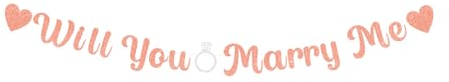 bng-bng Banner mit Aufschrift Will You Marry Me, Valentinstag, Hochzeit, Party, Wimpelkette, Girlande für Heiratsantrag, Valentinstag, Party-Dekorationen, Foto-Requisiten, Roségold