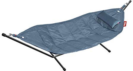 Fatboy Headdemock Deluxe Schwarz | Hängematte für Zwei mit Gestell | inkl. Matte, Gestell, Kissen, Cover- Deluxe Version | Outdoor geeignet Garten & Terrasse | 280 x 140cm