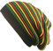 VERBENA LINN Unisex gehäkelte gewellte feine Streifen Beanie Cap Regenbogen Jamaika Flagge Baggy Skull Hut