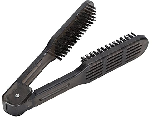 FILFEEL Hair Brush, Hair Straightener Comb with Double Side, Heat-Resistant Anti-Static Hair Detangler Brush with Handle, Hair Comb Straightening Clamp for Hair Styling, Black