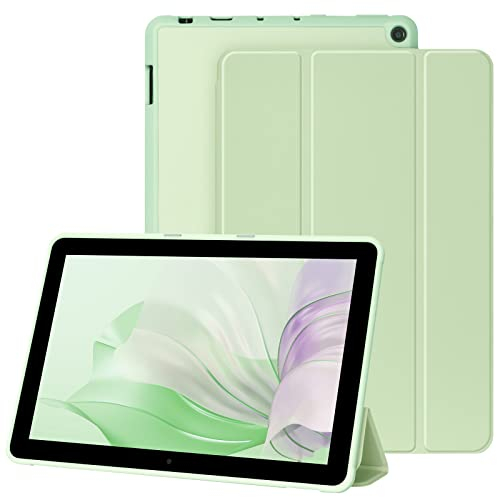 Hülle Kompatibel mit Fire HD 10 & Fire HD 10 Plus (11. Generation, 2021 10,1 Zoll) PU Leder Ultradünne Leicht Trifold-Stand Fire HD 10 Tablethülle mit Auto Schlaf/Wach Funktion(Grün)