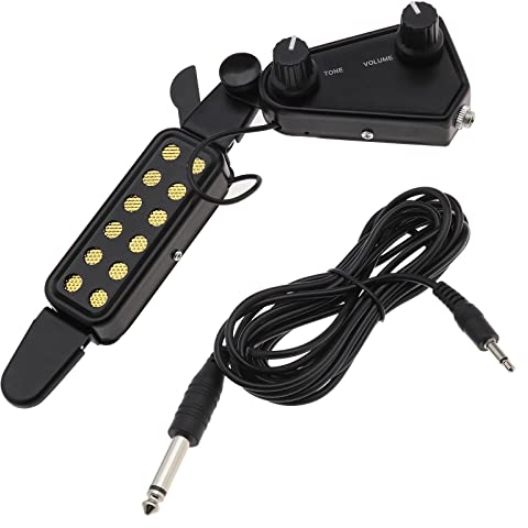 EMSea 12 Sound Hole Guitar Pickup for 6-String Acoustic Guitar Acoustic Electric Transducer Preamp with Tone and Volume Control 10ft Cable Length