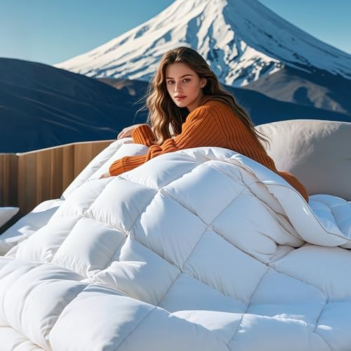 BEDSURE Daunendecke 155x220 Daunen Bettdecke - Warm Winterdecke 90% Daunen und 10% Federn 1080 gr. Füllung, Federbettdecke with Öko-Tex Zertifikat, Waschbar Steppdecke Weiß