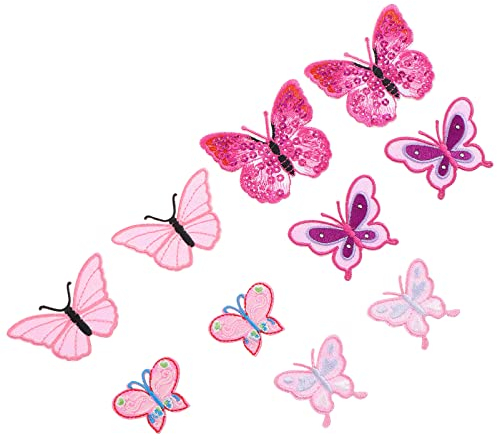 MAGICLULU 10 Stück Schmetterling Aufnäher - Applikation Stickerei Aufkleber Applique Schmetterling Applikation Bestickt