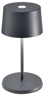 Zafferano, Olivia Mini Lampe, Tragbare und Wiederaufladbare Tischlampe mit Touch Control, Geeignet für Wohnzimmer und Außenbereich, Dimmer, 2700-3000 K, Höhe 22 cm, Farbe Dunkelgrau