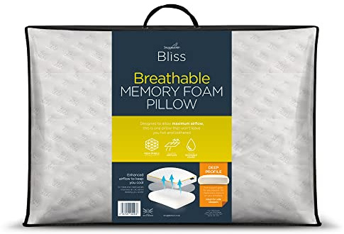 Snuggledown Memory Foam Pillow 1 Pack - Breathable Orthopedic Pillow with Firm Support for Side Sleepers | 2-Year Guarantee, UK-Made, Non-Allergenic, Zipped Washable Cover (38 x 64cm)