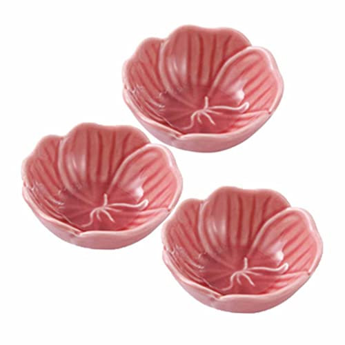 JEMMCO Sojasaucenschalen, Dipschalen aus Keramik in Blumenform, Sushi-Teller, Snack-Beilagenschale, Gewürzschalen, Porzellan-Prise-Schalen for die Küchenzubereitung, 5er-Set (Farbe : Daffodil pink)