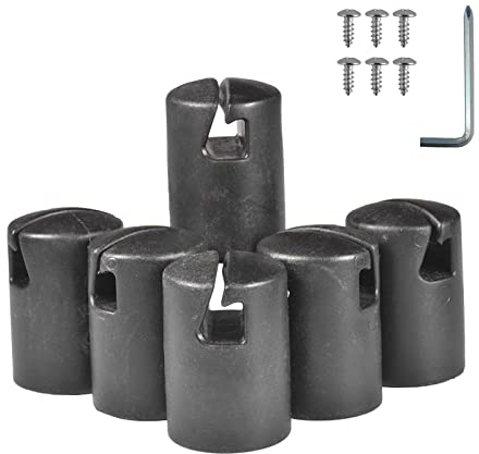 6 Stück Trampolin Kappen, Trampolin Endkappen Pfostenkappen Für Netzstangen Trampolins, G Förmige Trampolin Abschlusskappen Kappen Ersatzte mit Schraube Für Trampolin Gehäusestangen 32mm, Schwarz