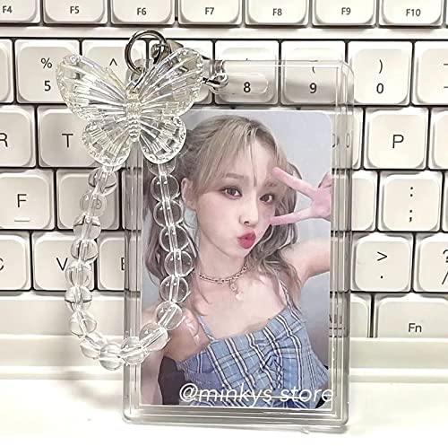 runrayay Acryl Kpop Photocard Holder, 3-Zoll-Kreditkarte Id Bankkarte Bus-Karte Studentenkarte Schlüsselschlüsselanhänger Abzeichenhalter für Kinder und Jugendliche Rückkehr zur Schule (B)