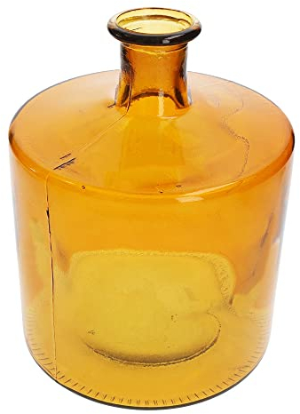 Keyhomestore - Vase décoratif, réalisé en verre de recyclage, couleur jaune transparent, hauteur 26 cm, idéal comme décoration intérieure et extérieure, diamètre 21 cm.