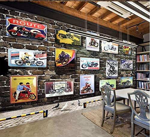 AFEBOO Papier Peint 3d Moto Brique Bar KTV Grand Papier Peint Mural TV Papier Peint Salon Chambre Papier Peint,3D,300x210cm