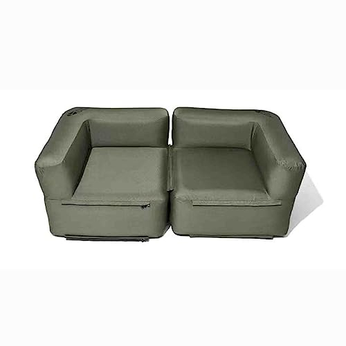 CAULO Aufblasbares Sofa, Camping, Outdoor, aufblasbare Sofa-Matratze, tragbar, Freizeit, Spleißen, Luftkissen-Sofa, zusammenfalten und aufbewahren, für Camping, Picknicks (Green Double)