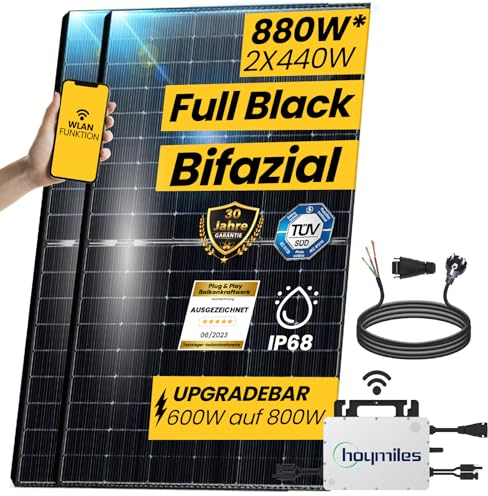EPP.Solar® 880W Balkonkraftwerk bifaziale Solarmodule und HMS-800W-2T WIFI Wechselrichter