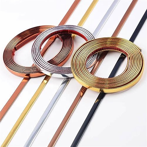 10 Meter Flexible Zierleisten Sparpaket Selbstklebend Bordüre Tapete, Spiegelartig Zierleisten, PVC-Tapetenbordüre, Kronenformen, Deckenleiste, Wasserdichte Zierleiste(Gold Brushed,0.8cm)