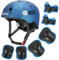 KAMUGO Kleinkind-Fahrradhelm-Set, Kinderhelm für Jungen und Mädchen im Alter von 1–8 Jahren, mit Schutzausrüstung, Knie-, Ellenbogen-, Handgelenkschoner für Roller, Skate, Fahrrad, Skateboard