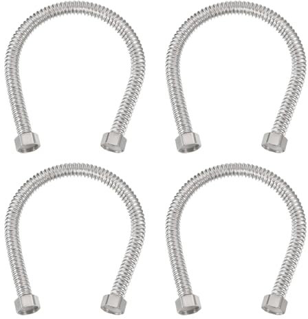 PATIKIL G1/2 x 15,75 Pouces Tuyau Flexible de Chauffe-Eau d'Acier Inoxydable, 4 Pcs Tuyau de Connecteur de Chauffe-Eau Ondulé Durable, pour Raccord de Conduites d'Eau