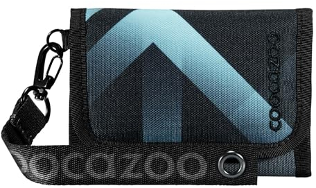coocazoo Geldbörse „Laser Lights”, schwarz-türkis, Portemonnaie mit Sichtfenster innen & außen, Münzfach & Kartenfächern, Klettverschluss, ab der 3. Klasse