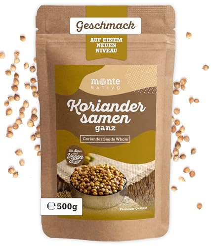 Semillas de Cilantro Monte Nativo (500g) - Cilantro semillas perfecto para Cocinar y Apoyar - Semillas Hierbas Aromáticas - Té de Cilantro - Ideal para Currys, Guisos y Sopas