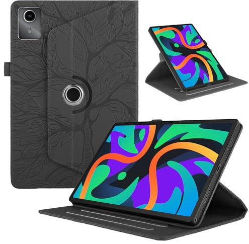 TEDTIKJT Coque Tablette Lenovo Tab M11 11 Pouces 2024 Coque PU Cuir 360°Rotatif Multi-Angle Stand Flip Protection Housse pour Lenovo Tab M11 étuis Rotating Cover, Noir