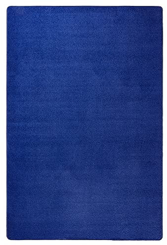 Teppich Boss - Kurzflor Uni Teppich Fancy einfarbig, Farbe:Blau, Größe:80x200 cm