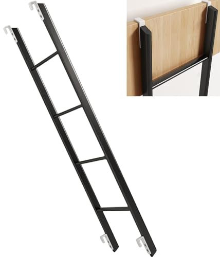 Schwarze Etagenbettleiter, Ersatz-Etagenbett-Schrägleiter, 4/5-stufige Wohnmobil-Etagenleiter, Metall-Etagenbett-Sicherheitsaufstiegsleitern für Wohnheime (Size : 116cm(45))