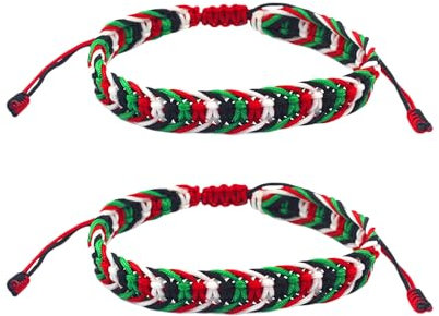XMNIVATE 2 Pieces Palestinian Style Braided Bracelets, Adjustable, Colorful Wrap Wristbands for Men and Women