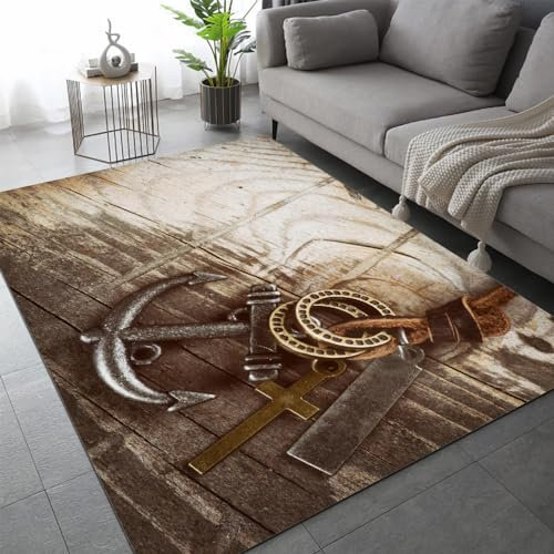 Segeln Ozean Teppich Schlafzimmer rutschfeste FußMatte Anker Kompass Kinderteppich Dekoration Carpets Teenager Kurzflor Flanell Teppiche Home Spielteppiche für Wohnzimmer 80x120 cm