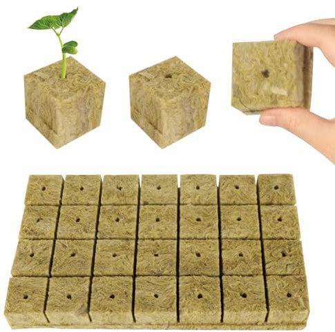 HFDONGL 28 Pezzi Cubi di Lana di Roccia per Coltivazione Cubetti di Lana di Roccia Coltivazione Idroponica Fuori Suolo Blocco in Lana di Roccia per Talee Propagazione delle Piante (4 x 4 x 4 cm)