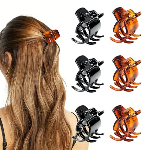 Blooms Pinzas Pelo Mujer, 6 Piezas Pequeñas Antideslizantes Hair Clips, Accesorios para Pelo, Negro y Marrón