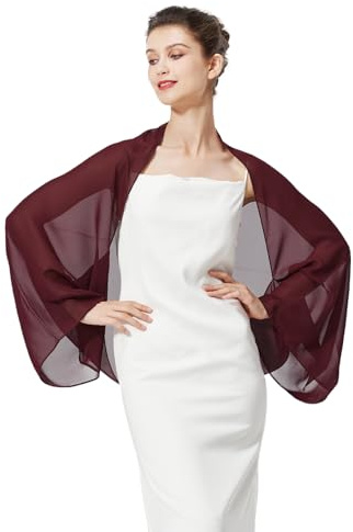 BEAUTELICATE Chiffon Schal Stola Damen Festlich Elegante Schultertuch Bolero Shrug mit Ärmel für Abendkleider Brautkleider Sommer Hochzeit