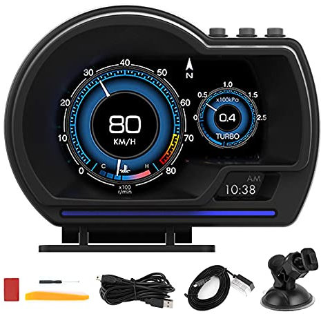 BOROCO Head Up Display OBD2 + GPS Smart Gauge Auto HUD Tachometer Turbo RPM Alarm Für Auto LKW