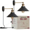 LEDSone Retro Plug in Wall Light Lamps with 2m Plug in Cable Cord and Dimmer Switch, Edison Metal Swing Adjustable E27 Wall Sconce, Vintage Industrial Indoor Reading Bedside Lamp (Black 2 Pack)