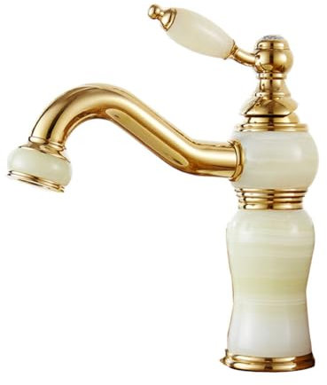 Rubinetto Lavabo Rubinetto Bagno, Stile Anticato Vintage Ottone Monocomando Miscelatore Bagno, Miscelatore Lavabo, Oro
