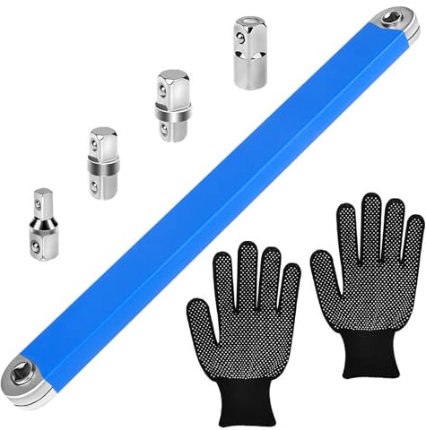 Waldeinsamkeit 15-inch Extension Wrench, 3/8 Offset Impact-Ready Socket Wrench with 1/4, 3/8, 1/2 Square Drive Adapters