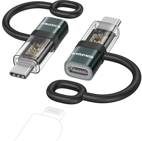 BLACKSYNCZE Lightning to USB C Adapter 2pack 60W Lightning Female to Type C Male Adapter PD Fast Charging iPhone to USB C for iPhone 15 Pro Max, Samsung Galaxy S24, Pad, MacBook, Not for Audio/OTG