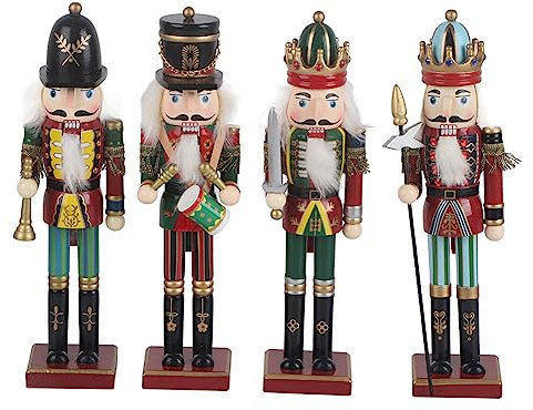 Topyond 4 pièces Soldats Casse-Noisette en Bois, Ornements Casse-Noisette 30 cm, décorations de Noël pour la décoration intérieure, pour Enfants et collectionneurs