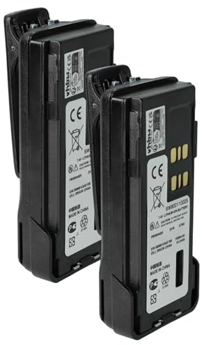 vhbw 2X Akku kompatibel mit Motorola DP4400 | APX4000, DP4000, DP2600E Funkgerät, Walkie Talkie (2600 mAh, 7,4 V, Li-Ion) + Gürtelclip